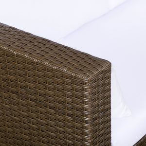 3 Piece Rattan Sofa Set with Coffee Table, Cushions and Pillows