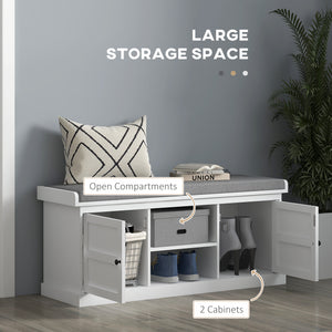 Entrance bench with 2 cabinets, white