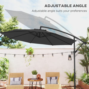 9.7-foot cantilever parasol with base and crank, black 