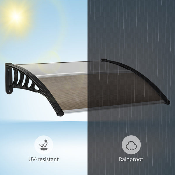 3.4 x 3.2 ft polycarbonate door canopy, brown 