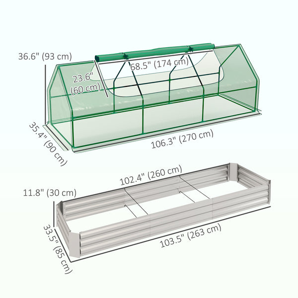 Raised vegetable garden with mini-greenhouse, green 