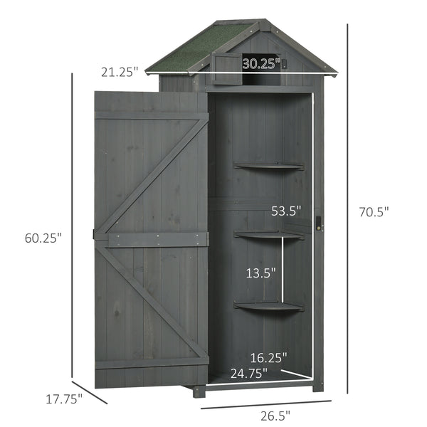 Garden shed with 3 shelves, grey