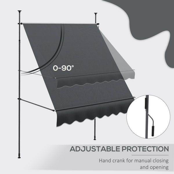 6.6 x 3.9 ft manual retractable awning, dark grey