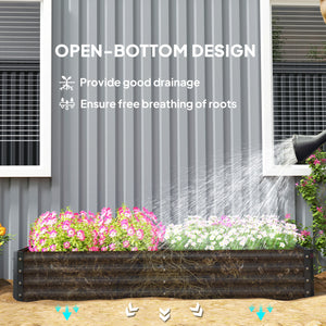Reinforced galvanized raised planter with open bottom, dark grey