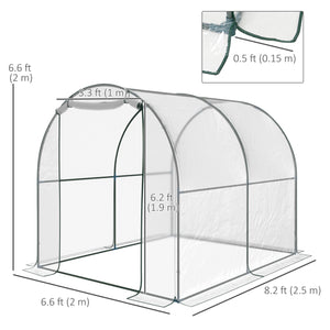 6.6' x 8.2' x 6.6' Tunnel Greenhouse, Garden Plant Shelter, Grow Tent with Roll-up Door, Clear