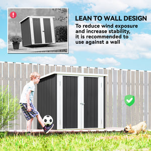 Metal garden shed with double doors, black