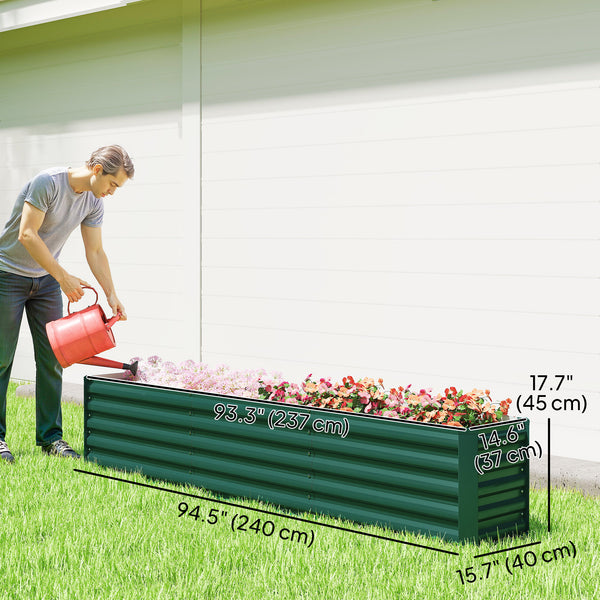 Reinforced galvanized raised planter with open bottom, green