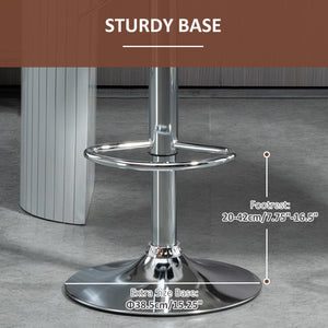 Set of 2 Adjustable Height Swivel Bar Stools with Footrest, Brown