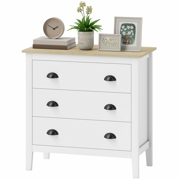 3-drawer bedroom dresser with silent slides, white