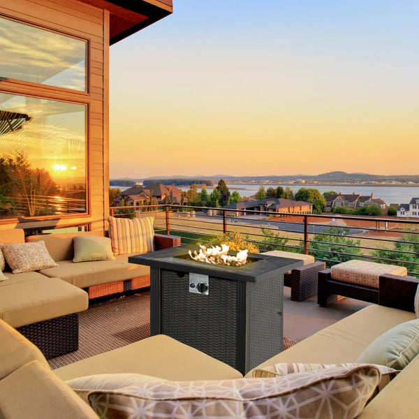 50,000 BTU wicker gas fire pit table