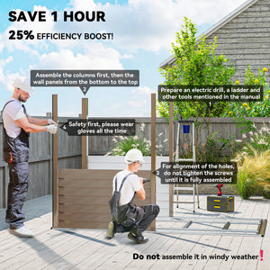 Lean-to steel garden shed with foundation kit, lockable doors, brown