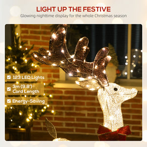 1.32m Pre-Lit Christmas Deer with Rotating Head, 123 LEDs, Stakes &amp; Zip Ties