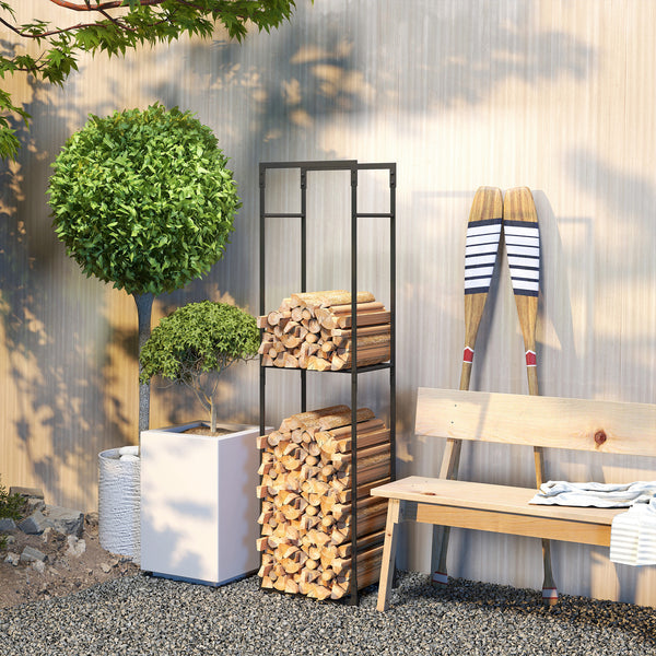 Log rack with adjustable shelf