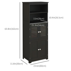 Sideboard with shelf, 4 doors with adjustable shelf, black
