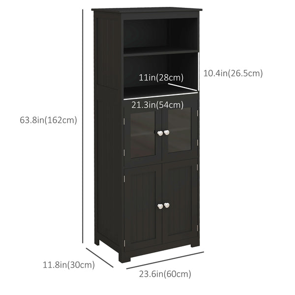 Sideboard with shelf, 4 doors with adjustable shelf, black