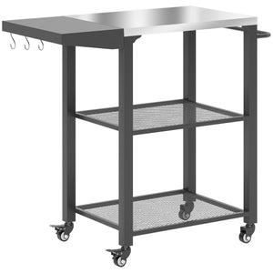 Barbecue cart with 3-tier folding side table