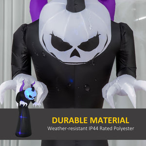 7ft Halloween Inflatable Ghost with Horns, LED Display with Flame Effect