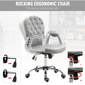 Office chair with padded seat and tufted backrest, grey