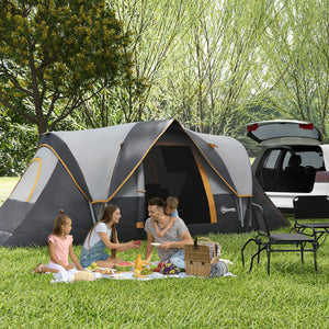 Family tent for 5-6 people with lighting hook, carrying bag, cream color