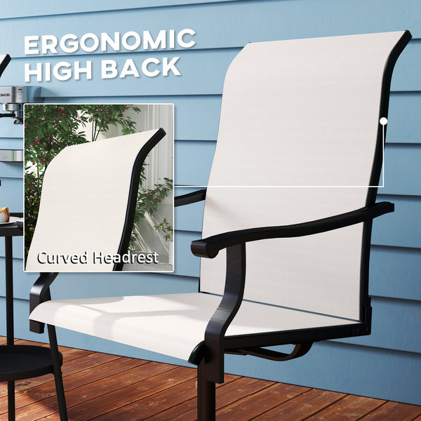 Set of 2 white outdoor swivel chairs
