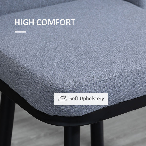 Set of 2 Light Grey Modern Design 360° Swivel Bar Stools with Footrest and Steel Legs