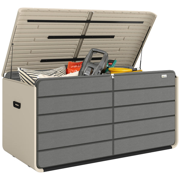 Outdoor Storage Deck Box with Lockable Lid and Wheels, 200 Gallons