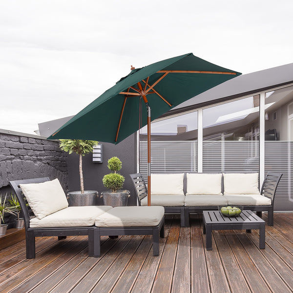 6.6-foot square parasol with tilt mechanism, green 