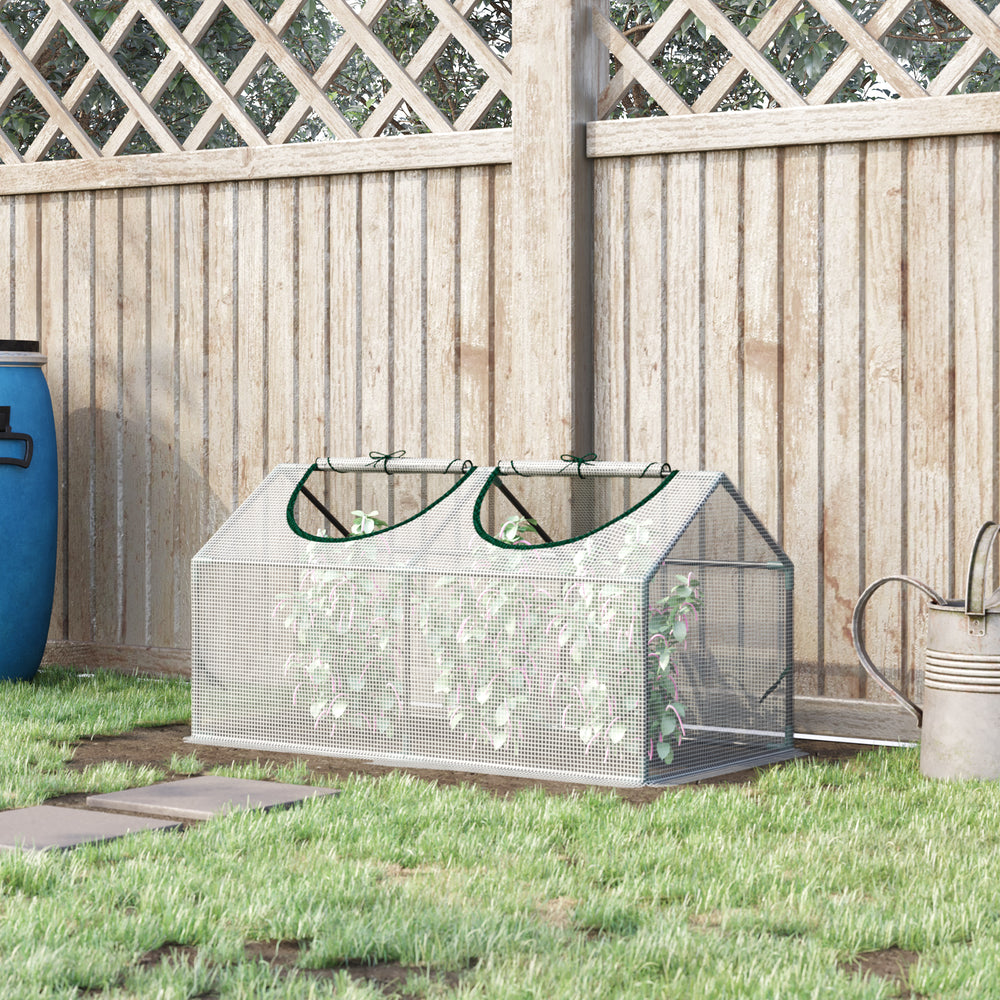 Portable mini tunnel greenhouse, white