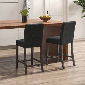 Set of 2 counter-height bar stools with backrest and footrest - Gray