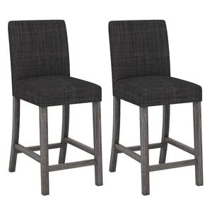 Set of 2 counter-height bar stools with backrest and footrest - Gray