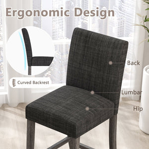 Set of 2 counter-height bar stools with backrest and footrest - Gray