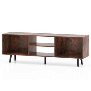 47.5-inch TV stand for 55-inch TV with compartments and metal legs - White