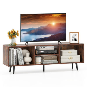 47.5-inch TV stand for 55-inch TV with compartments and metal legs - White