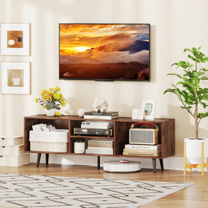 47.5-inch TV stand for 55-inch TV with compartments and metal legs - White