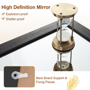 Miroir mural rectangulaire de 40 po x 26 po de style porte de grange avec cadre en bois massif et support en métal - Marron