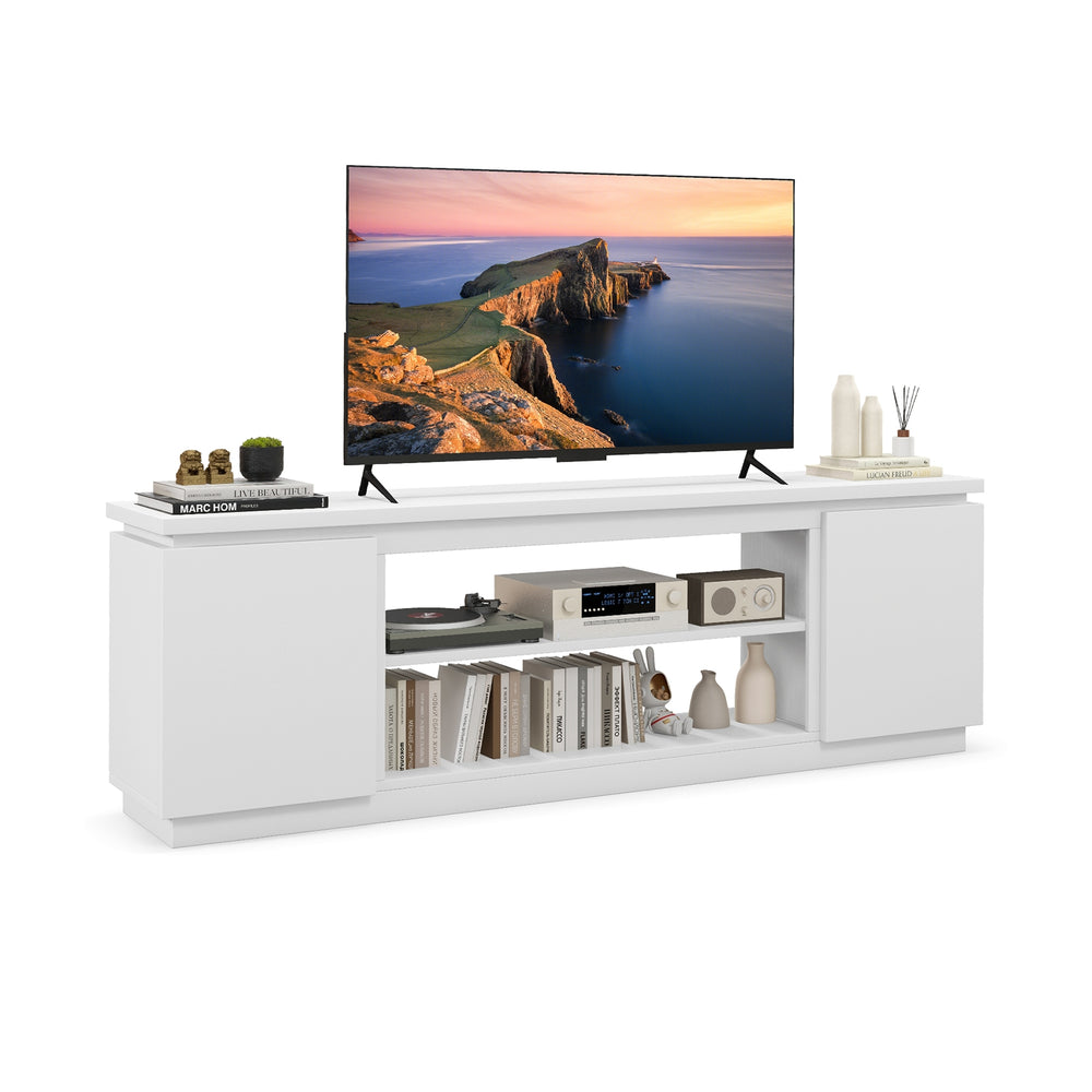 TV stand with 3 adjustable shelves and anti-tip kits for TVs up to 80 inches - White