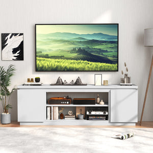 TV stand with 3 adjustable shelves and anti-tip kits for TVs up to 80 inches - White