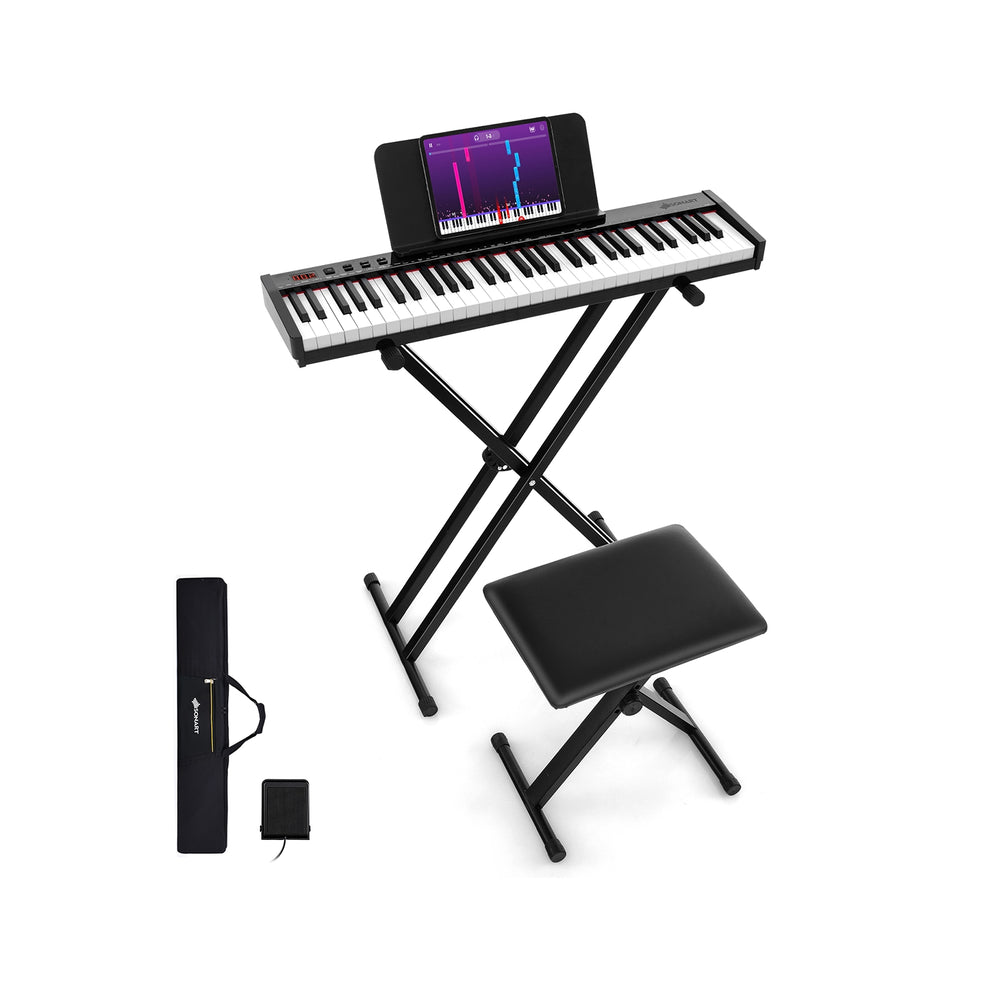 Complete 61-key portable digital piano set with stand and stool