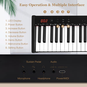 Complete 61-key portable digital piano set with stand and stool