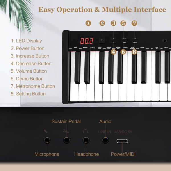 Complete 61-key portable digital piano set with stand and stool