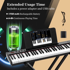 Complete 61-key portable digital piano set with stand and stool