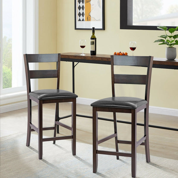 Set of 2 padded bar stools with PU leather upholstery