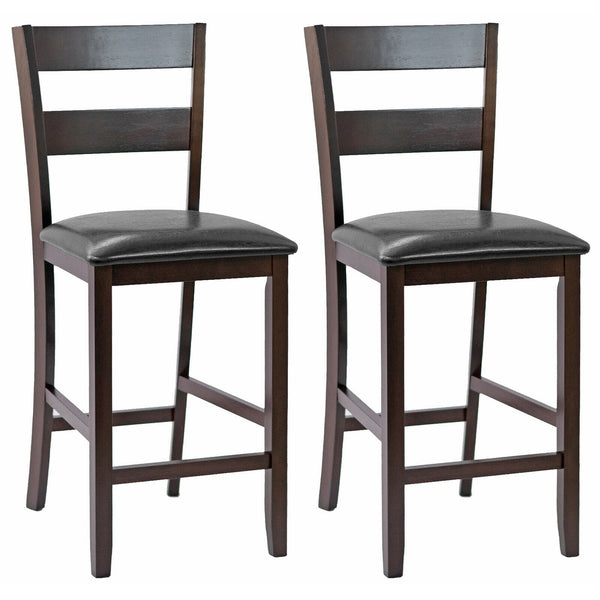 Set of 2 padded bar stools with PU leather upholstery