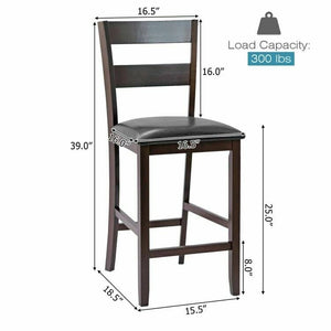 Set of 2 padded bar stools with PU leather upholstery