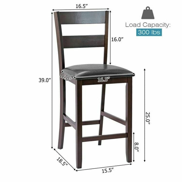 Set of 2 padded bar stools with PU leather upholstery