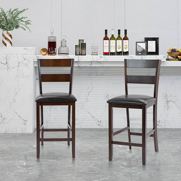 Set of 2 padded bar stools with PU leather upholstery