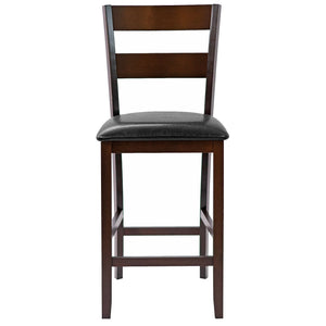 Set of 2 padded bar stools with PU leather upholstery