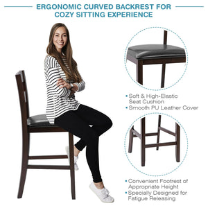 Set of 2 padded bar stools with PU leather upholstery