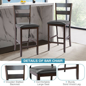 Set of 2 padded bar stools with PU leather upholstery