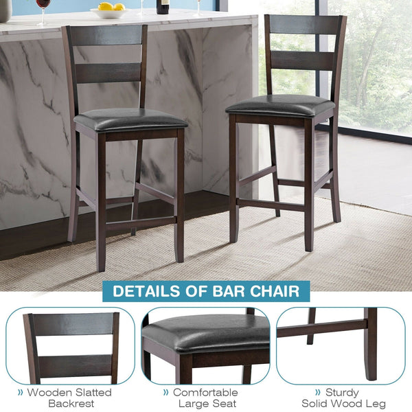 Set of 2 padded bar stools with PU leather upholstery